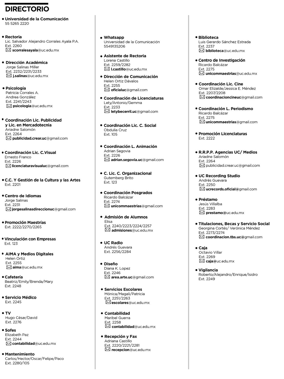 Directorio - Universidad de la Comunicación